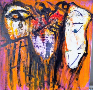 Pintura intitulada "" Les trois visages…" por Sandra C., Obras de arte originais