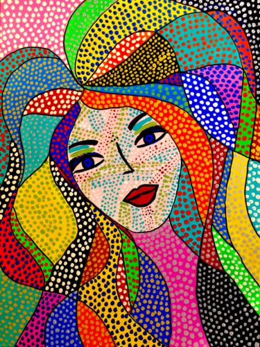 Painting titled "femme 11" by Sandra Cremonese, Original Artwork, Acrylic