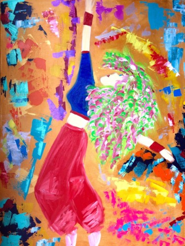 Painting titled "street dancer" by Sandra Cremonese, Original Artwork, Acrylic