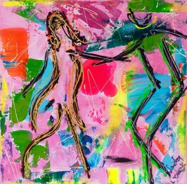 Painting titled "danseurs salsa" by Sandra Cremonese, Original Artwork, Acrylic