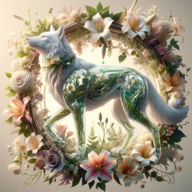 Digital Arts titled "Wolf's Wreath" by Sandra Egbers (My-AI-Art), Original Artwork, AI generated image