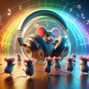Digital Arts titled "Dancing Mouse" by Sandra Egbers (My-AI-Art), Original Artwork, AI generated image