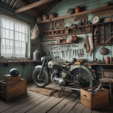 Digital Arts titled "Motorcycle 2" by Sandra Egbers (My-AI-Art), Original Artwork, AI generated image