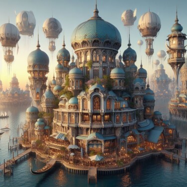 "Floating City Easte…" başlıklı Dijital Sanat Sandra Egbers (My-AI-Art) tarafından, Orijinal sanat, AI tarafından oluşturula…