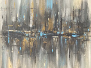 Schilderij getiteld "Skyline" door Sandra Elsendoorn-Hendriks, Origineel Kunstwerk, Acryl Gemonteerd op Houten paneel