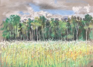 Drawing titled "Clairière" by Sandra Fléchet, Original Artwork, Pastel