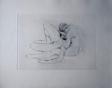 Gravures & estampes intitulée "Couple, Pietà" par Sandra Fléchet, Œuvre d'art originale, Gravure