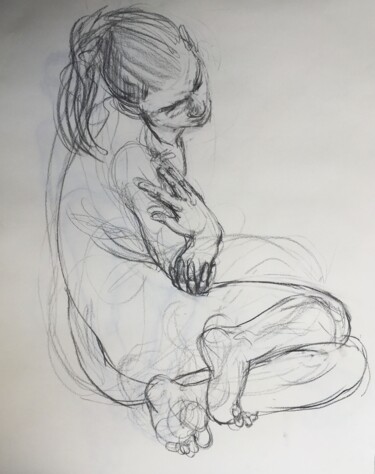 Drawing titled "Anaïs" by Sandra Fléchet, Original Artwork, Charcoal