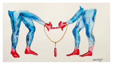 Painting titled "Preconceito / Preco…" by Sandra Guimarães, Original Artwork, Watercolor Mounted on Wood Stretcher frame