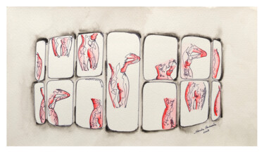 Pintura titulada "Fragmentos / Fragme…" por Sandra Guimarães, Obra de arte original, Acuarela Montado en Bastidor de camilla…