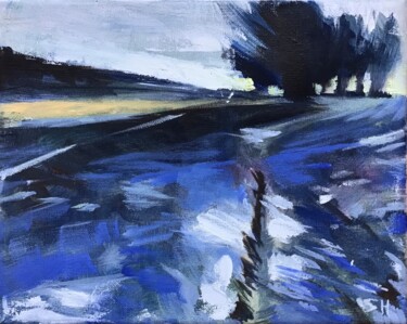 Schilderij getiteld "Brisk Winter Walk" door Sandra Haney, Origineel Kunstwerk, Olie