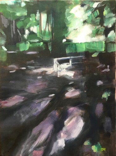 Painting titled "Shadows At Aykley H…" by Sandra Haney, Original Artwork, Oil Mounted on Cardboard