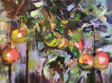 Картина под названием "Apple Tree" - Sandra Haney, Подлинное произведение искусства, Масло Установлен на Деревянная рама для…