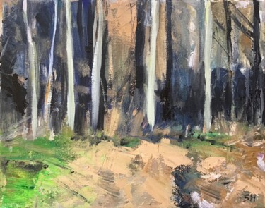 제목이 "January Woodland"인 미술작품 Sandra Haney로, 원작, 기름 나무 들것 프레임에 장착됨