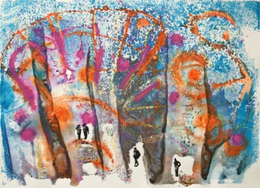 Отпечатки и Гравюры под названием "Winter Funfair" - Sandra Haney, Подлинное произведение искусства, Монотип