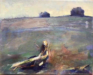 Painting titled "Longing for Spring" by Sandra Haney, Original Artwork, Oil Mounted on Wood Stretcher frame