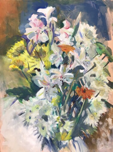 Painting titled "Mixed Bouquet" by Sandra Haney, Original Artwork, Oil