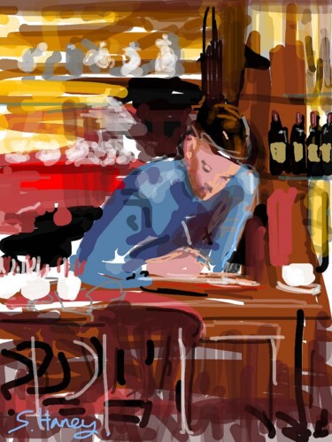 Digital Arts titled "The Waiter" by Sandra Haney, Original Artwork, Digital Painting