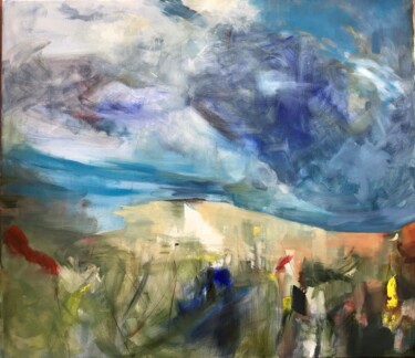 Schilderij getiteld "Past Summer 2" door Sandra Haney, Origineel Kunstwerk, Olie Gemonteerd op Frame voor houten brancard