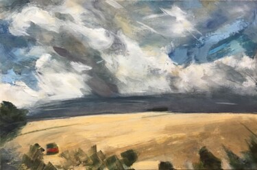 Painting titled "Approaching York" by Sandra Haney, Original Artwork, Oil Mounted on Wood Stretcher frame