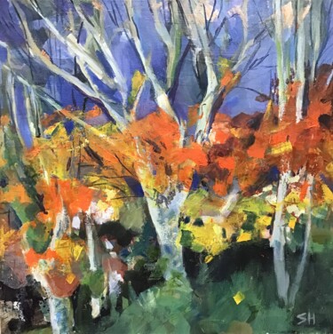 "Bright Autumn Trees" başlıklı Tablo Sandra Haney tarafından, Orijinal sanat, Petrol Ahşap Sedye çerçevesi üzerine monte edi…