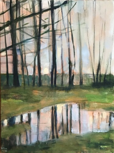 Malarstwo zatytułowany „Reflections in the…” autorstwa Sandra Haney, Oryginalna praca, Olej Zamontowany na Drewniana rama no…