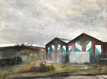 Painting titled "Approaching Leeds" by Sandra Haney, Original Artwork, Oil Mounted on Wood Stretcher frame