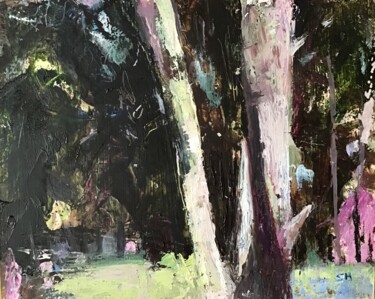 Pittura intitolato "Woodland Walk 3" da Sandra Haney, Opera d'arte originale, Olio Montato su Pannello di legno