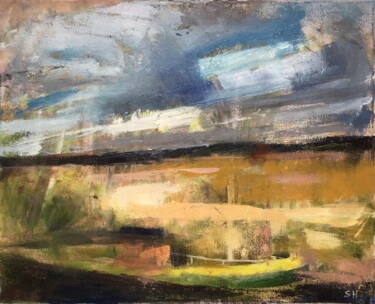 Картина под названием "Leaving Durham, oil…" - Sandra Haney, Подлинное произведение искусства, Масло Установлен на Деревянна…