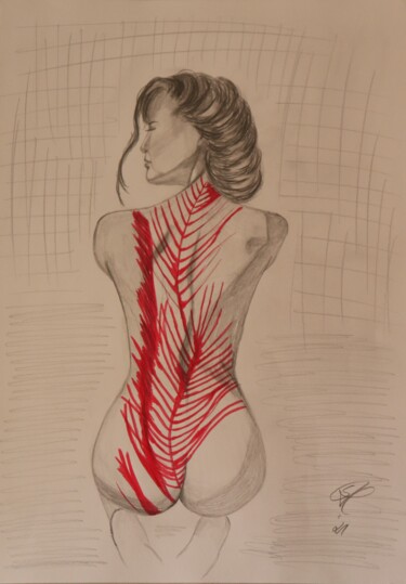 Drawing titled "Dressed in shade" by Sandra Herrlich, Original Artwork, Pencil
