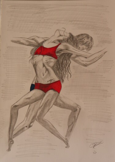 Tekening getiteld "Modern dance" door Sandra Herrlich, Origineel Kunstwerk, Potlood