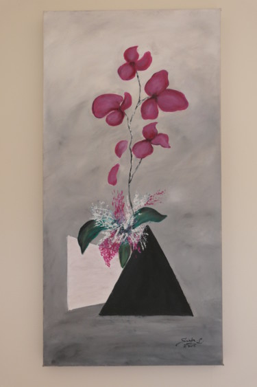 Peinture intitulée "La pyramide fleurie" par Sandra Lafarge, Œuvre d'art originale