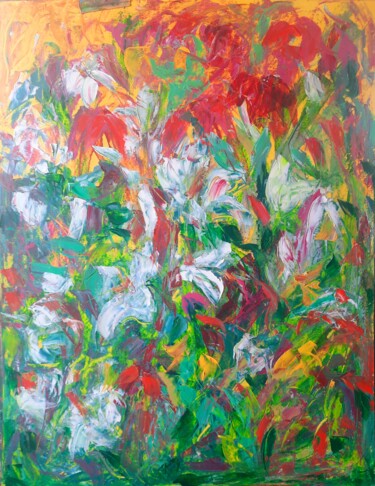 Malerei mit dem Titel "Image rose" von Sandra Land, Original-Kunstwerk, Öl