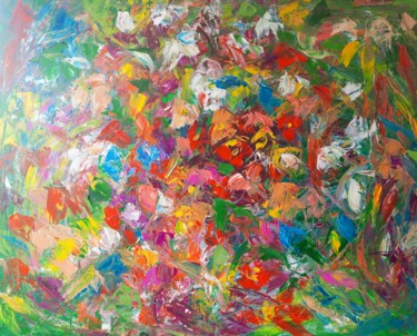 Pintura intitulada "Mouvement du ciel" por Sandra Land, Obras de arte originais, Óleo