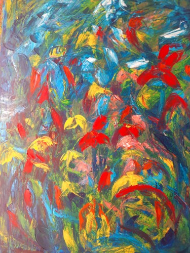 Peinture intitulée "Plume ombragée" par Sandra Land, Œuvre d'art originale, Huile