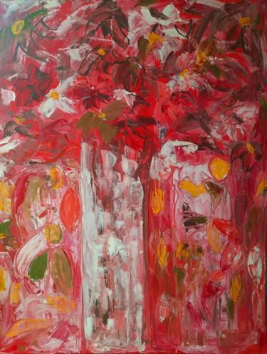 Картина под названием "Rose entre les doig…" - Sandra Land, Подлинное произведение искусства, Масло