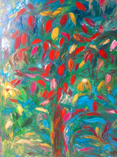 Schilderij getiteld "Printemps repousse…" door Sandra Land, Origineel Kunstwerk, Olie