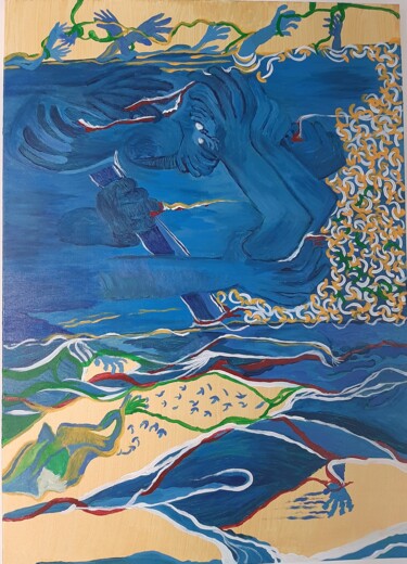 Malerei mit dem Titel "Mare Ma(g)num" von Sandra Ligato, Original-Kunstwerk, Acryl Auf Keilrahmen aus Holz montiert