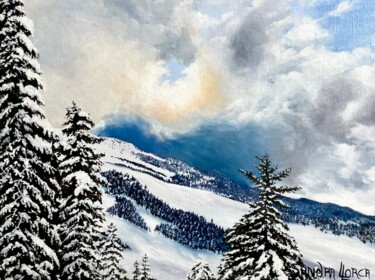 Картина под названием "Paysage de neige Gr…" - Sandra Llorca, Подлинное произведение искусства, Масло Установлен на Деревянн…