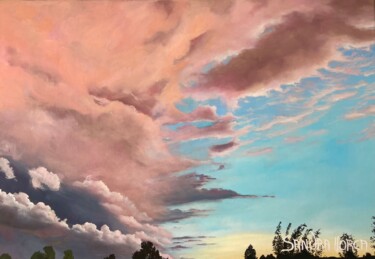 Картина под названием "Ciel québécois" - Sandra Llorca, Подлинное произведение искусства, Масло Установлен на Деревянная рам…