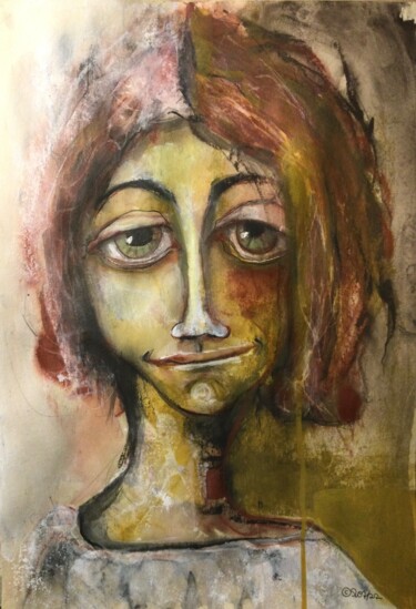 Pintura intitulada "Je m'en fous" por Sandra Ludwig, Obras de arte originais, Aquarela