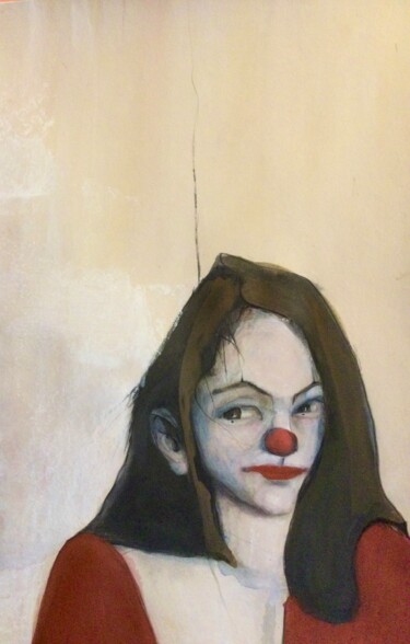 Malerei mit dem Titel "red nose" von Sandra Ludwig, Original-Kunstwerk, Aquarell
