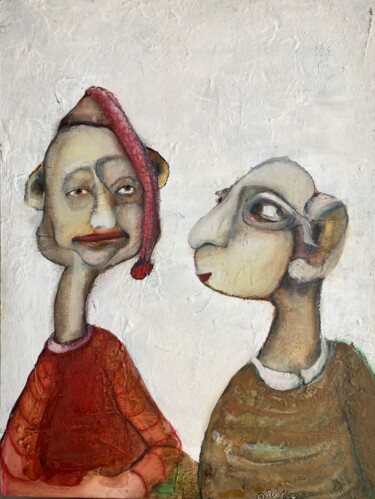 Ζωγραφική με τίτλο "Perfect dialogue" από Sandra Ludwig, Αυθεντικά έργα τέχνης, Ακουαρέλα Τοποθετήθηκε στο Αλουμίνιο