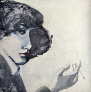 Painting titled "Colette III" by Sandra Ludwig, Original Artwork, Watercolor Mounted on Wood Panel