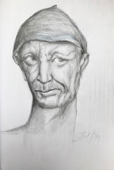 Dessin intitulée "Portrait mit Mütze" par Sandra Ludwig, Œuvre d'art originale, Crayon