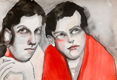 Malerei mit dem Titel "blackwhitered No I" von Sandra Ludwig, Original-Kunstwerk, Aquarell