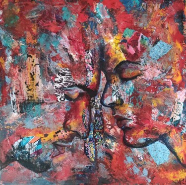 Картина под названием "Intime" - Sandra Ollivier, Подлинное произведение искусства, Акрил Установлен на Деревянная рама для…