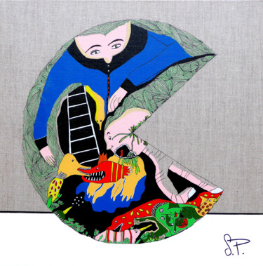 Картина под названием "Packman" - Sandra Pohin, Подлинное произведение искусства, Акрил Установлен на Деревянная рама для но…