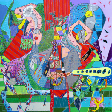 Картина под названием "Voyage" - Sandra Pohin, Подлинное произведение искусства, Акрил Установлен на Деревянная рама для нос…