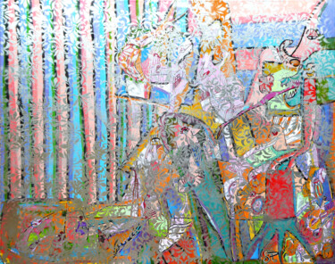 Malarstwo zatytułowany „A travers” autorstwa Sandra Pohin, Oryginalna praca, Akryl Zamontowany na Drewniana rama noszy
